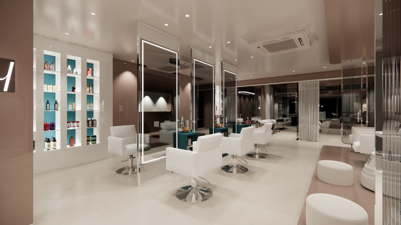Styling floor with illuminated mirrors at Lure'ay